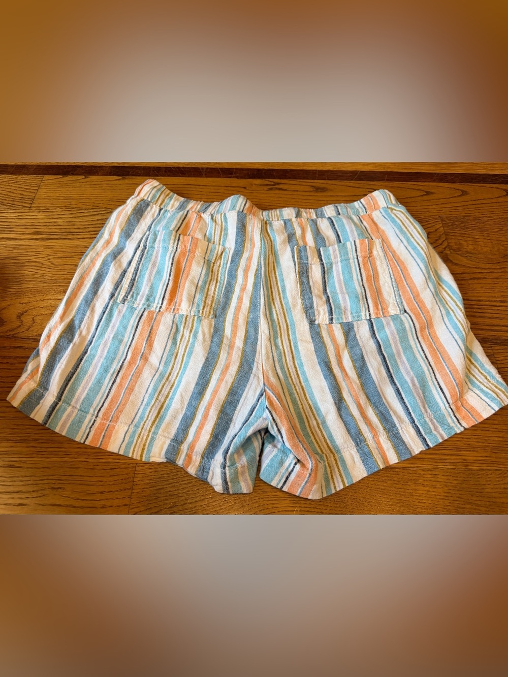 Briggs Linen Blend Striped Pull On Shorts Blue & Orange Women’s Large - Picture 8 of 12